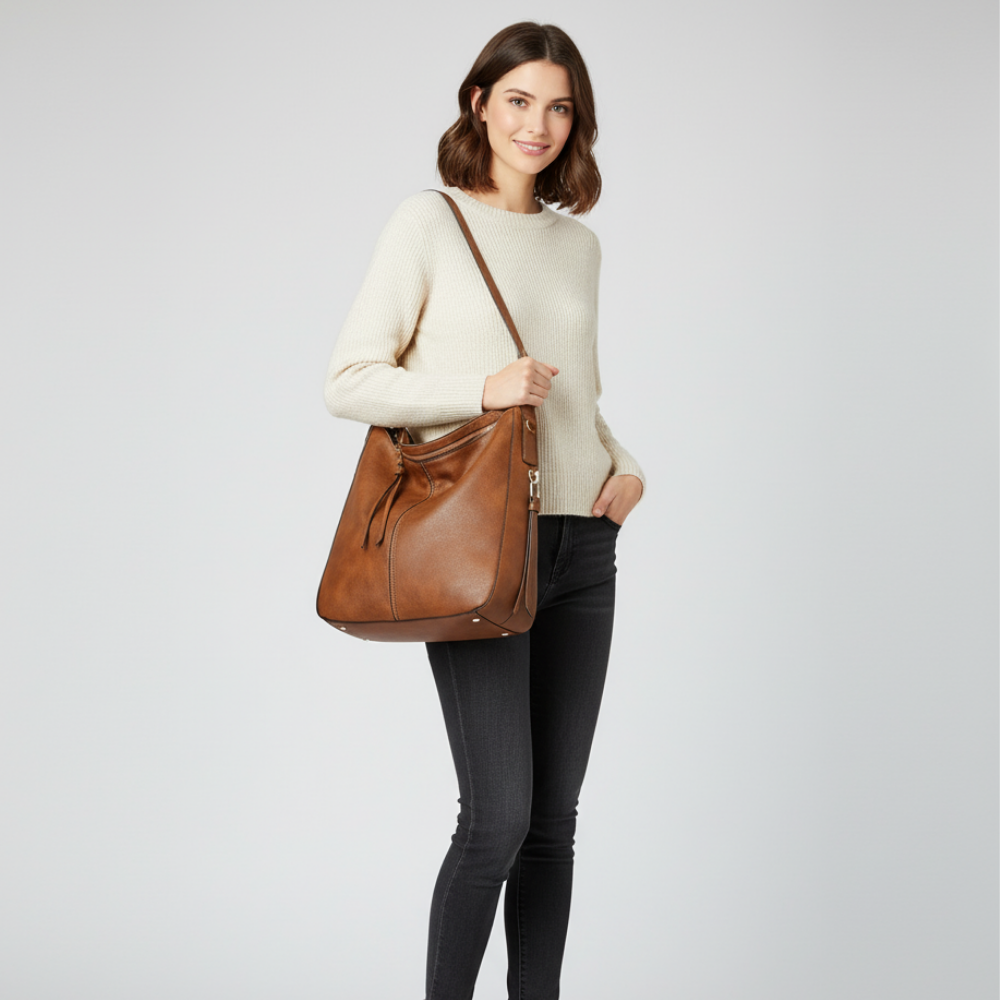 Rina Women's Handbag | Faux Leather Hobo, Large Capacity with Tassel Accents